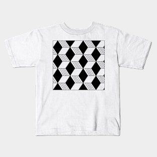 Nirmana 3d squares cubes black and white illusion Kids T-Shirt